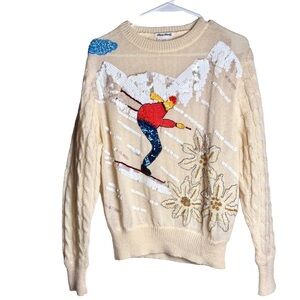 Vintage Amen Wardy Ski Sweater with Embroidered Design, Size 8